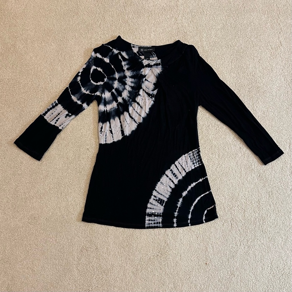 INC International Concepts Embellished Tie-Dye Top